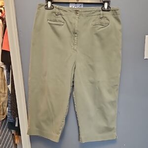 #121 VINTAgE North Reflections Olive Green CAPRIS SZ 14 VERY SMALL WAIST 15